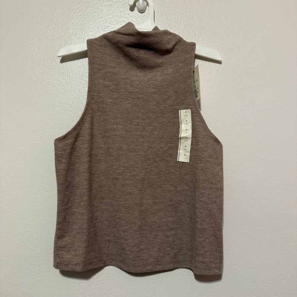 Universal Thread Women Oatmeal Heather Mock Neck Sleeveless Tank Top Size M NWT